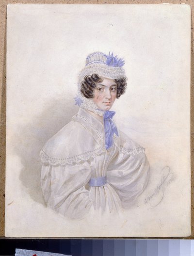 Portret Anny Borisovny Bakuniny (1802-1835). Praca Karla Pavlovicha Briullova (Briullov) (1799-1852), akwarela na papierze autorstwa Karl Pavlovich Bryullov