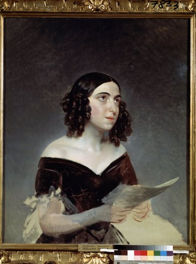 „Portret śpiewaczki operowej Anny Petrovej (1816-1901)” Obraz Karla Pavlovicha Briullova (Bryullov) (1799-1852) 1841 Państwowe Muzeum Arktyki i Antarktyki, Sankt Petersburg, Rosja autorstwa Karl Pavlovich Bryullov