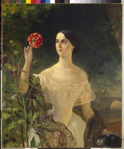 Portret hrabiny Zofii Bobrinskiej z domu Samojłowa (1797-1866). Obraz Karla Pavlovicha Briullova (Bryullov) (1799-1866), olej na płótnie autorstwa Karl Pavlovich Bryullov