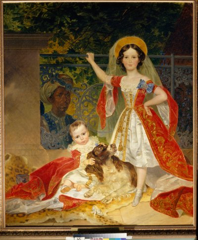 Portraits des enfants du Prince Volkonski (Portret dzieci księcia Volkonskiego) - olej na płótnie autorstwa Karla Pavlovicha Bryullova (Bryullov) (1799-1852) autorstwa Karl Pavlovich Bryullov
