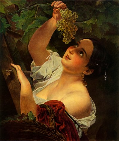 Włoskie południe, Włoszka zbierająca winogrona autorstwa Karl Pavlovich Bryullov