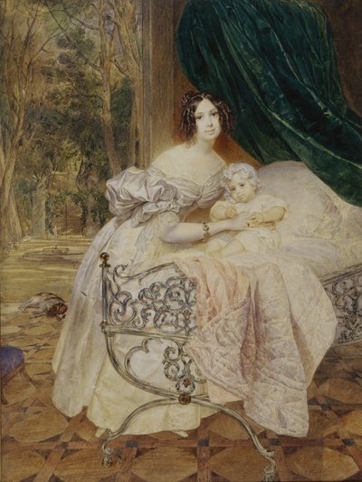 Portret Marii Buteneva z córką Marią, 1835 autorstwa Karl Pavlovich Bryullov