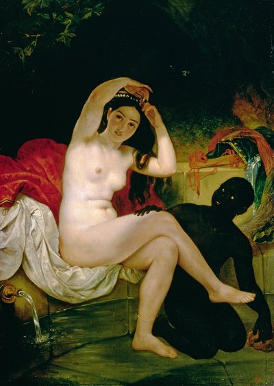 Virsavia, czyli kąpiąca się z murzyńską niewolnicą (olej na płótnie) autorstwa Karl Pavlovich Bryullov