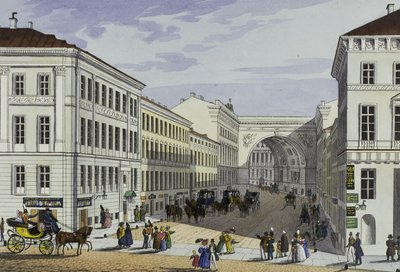 Ulica Milionowa i Dom Kotomina w Petersburgu, I poł. autorstwa Karl Petrovich Beggrov