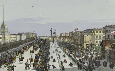 Imprezy publiczne na Placu Admiralicji w Petersburgu, I poł. autorstwa Karl Petrovich Beggrov