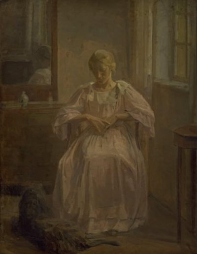 Młoda dziewczyna Sophie Lofthus z psem autorstwa Karl Schou