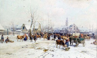 Targ bydlęcy w zimie autorstwa Karl Stuhlmuller