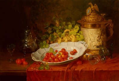 Martwa natura z truskawkami i winogronami (olej na płótnie) autorstwa Karl Thoma Hofele