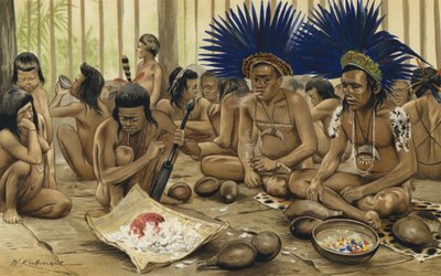 Święto zmarłych Indian Bororo ze środkowej Brazylii autorstwa Karl Von den Steinen