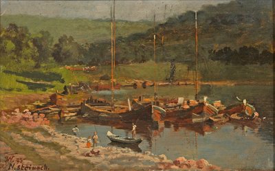 Karl Weysser - Statki w Neckarsteinach, 1893 r. autorstwa Karl Weysser