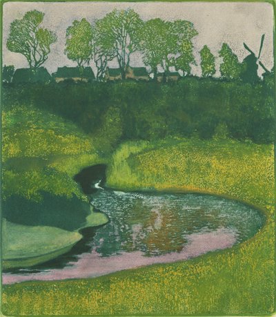 Dolina Alster w pobliżu Wellingsbuttel (litografia kolorowa) autorstwa Karl Wilhelm Arthur Illies