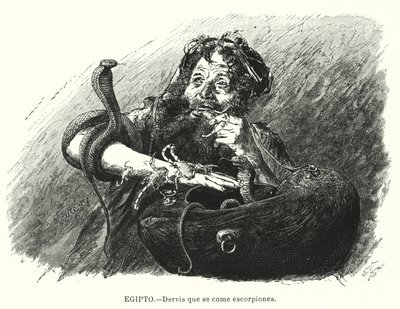Derwisz, który zjada skorpiony, Egipt (litos) autorstwa Karl Wilhelm Gentz