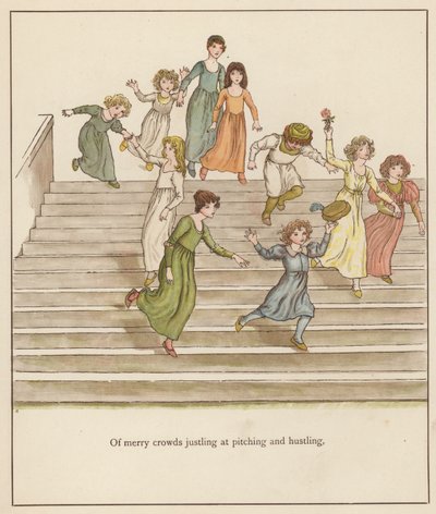 Ilustracja Kate Greenaway do filmu The Pied Piper of Hamelin autorstwa Roberta Browninga (kolor lito) autorstwa Kate (after) Greenaway