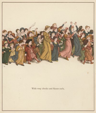 Ilustracja Kate Greenaway do filmu The Pied Piper of Hamelin autorstwa Roberta Browninga (kolor lito) autorstwa Kate (after) Greenaway