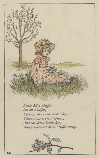 Mała Miss Muffet (kolor lito) autorstwa Kate (after) Greenaway
