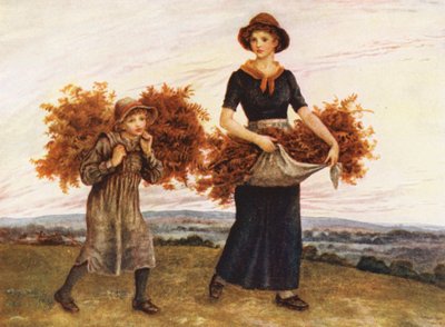 The Bracken Gatherers (kolorowa litografia) autorstwa Kate (after) Greenaway