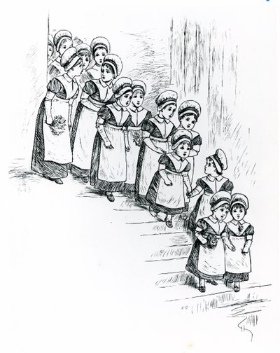 Dzieci charytatywne, ok.1880 (grafika) autorstwa Kate Greenaway