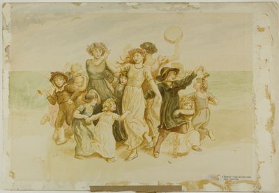Dzieci bawiące się na plaży autorstwa Kate Greenaway