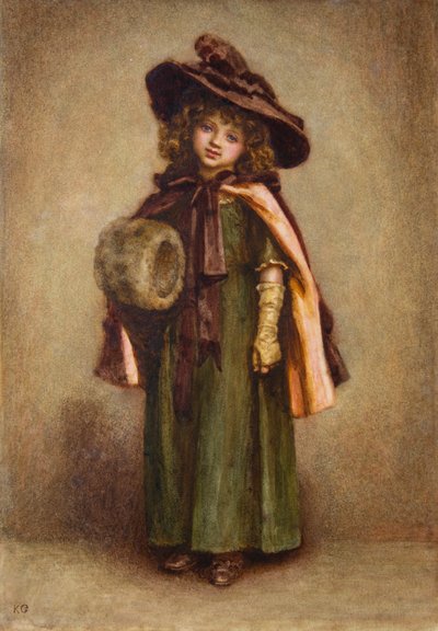 Mała dziewczynka z mufką (akwarela) autorstwa Kate Greenaway