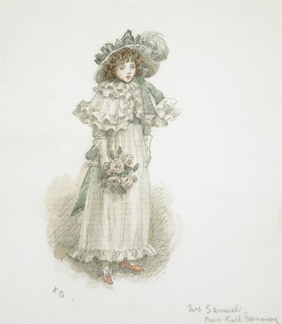Studium w pełni ubranej małej dziewczynki autorstwa Kate Greenaway