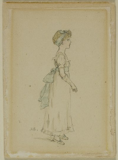 Młoda dziewczyna z niebieskimi wstążkami autorstwa Kate Greenaway