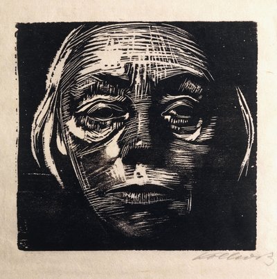 autoportret całej twarzy; Autoportret z frontu, 1923 autorstwa Käthe Kollwitz