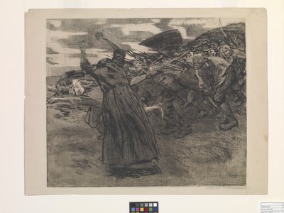 Losbruch (Outbreak) (akwaforta i akwaforta na miękkim gruncie) autorstwa Käthe Kollwitz