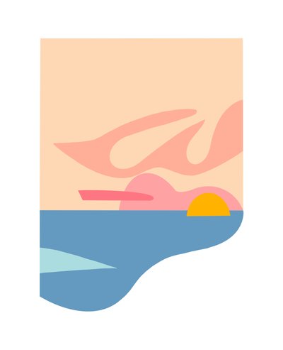 Koralowe niebo, 2023 (ilustracja cyfrowa z oryginalnego kolażu na papierze) autorstwa Kathy Dunaway