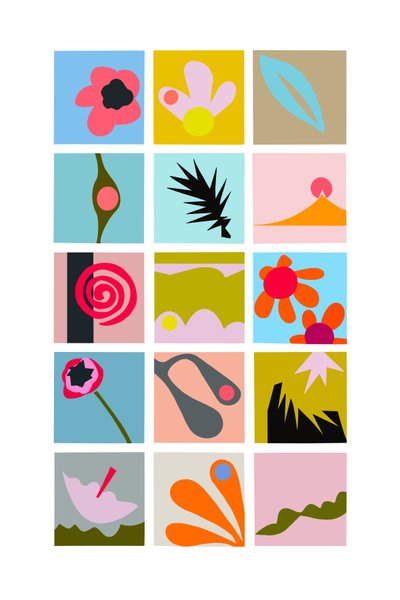 Wycięta siatka, 2023 (ilustracja cyfrowa z oryginalnego kolażu na papierze) autorstwa Kathy Dunaway