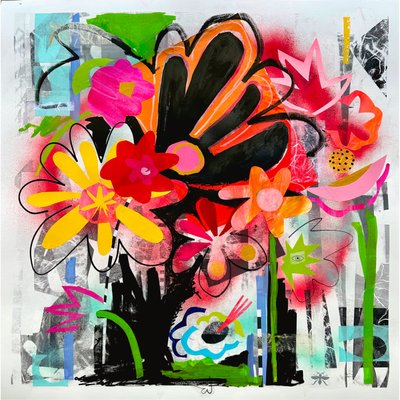 Midnight Garden, 2025 (mieszane media na papierze) autorstwa Kathy Dunaway