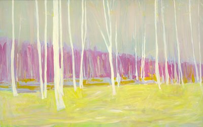 Pink  Yellow Woods, 2021 (akryl na płótnie) autorstwa Katie Ré Scheidt