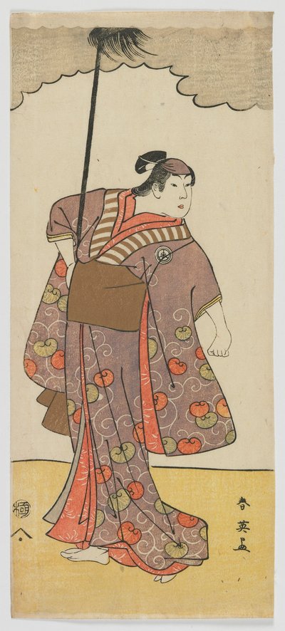 Aktor Iwai Hanshiro IV jako żeński yakko (piecharz) okres Edo, ok. 1791 (kolorowy drzeworyt) autorstwa Katsukawa Shun ei