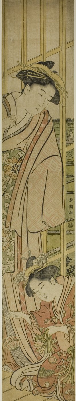 Granie w temari autorstwa Katsukawa Shuncho