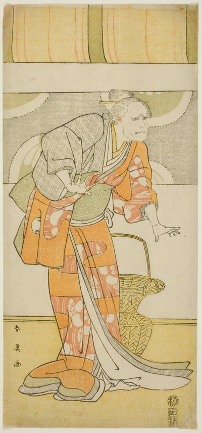 Aktor Arashi Ryûzô II jako Hachijô w "Kalendarzu filarowym klanów Genji i Heike" ("Gempei hashira-goyomi") autorstwa Katsukawa Shun