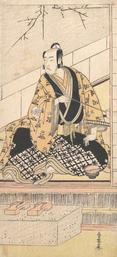 Aktor Matsumoto Koshiro IV siedzący w zewnętrznym pokoju, 1789. autorstwa Katsukawa Shun