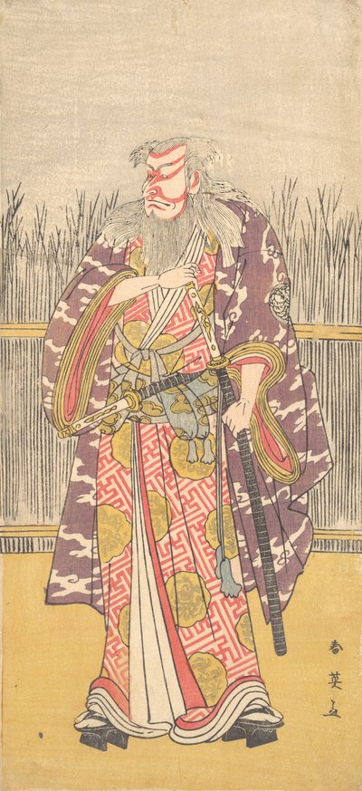 Niezidentyfikowany aktor linii Ichikawa w roli Hige no Ikyu, ca. 1795. autorstwa Katsukawa Shun