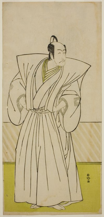 Aktor Ichikawa Danjuro V jako Enya Hangan () w sztuce Kanadehon Chushin Nagori no Kura (), wystawionej w teatrze Nakamura () w dziewiątym miesiącu 1780 roku () autorstwa Katsukawa Shunkо̄