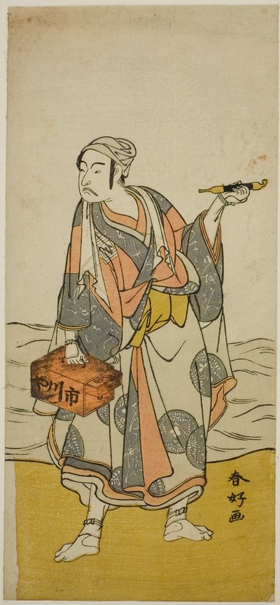 Aktor Ichikawa Yaozo II jako żeglarz Jirosaku w sztuce Oyafune Taiheiki, wystawionej w teatrze Ichimura w jedenastym miesiącu 1775 r. autorstwa Katsukawa Shunkо̄