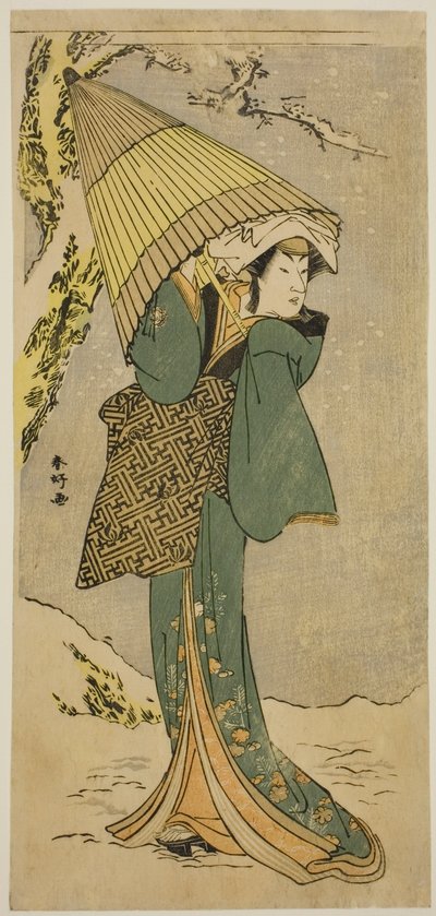 Aktor Nakamura Riko I jako Kiyotaki w sztuce Oakinai Hiru ga Kojima, wystawionej w teatrze Nakamura w jedenastym miesiącu 1784 r. autorstwa Katsukawa Shunkо̄