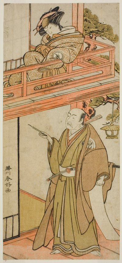 Aktorzy Iwai Hanshiro IV jako Okaru i Onoe Kikugoro I () jako Yuranosuke autorstwa Katsukawa Shunkо̄