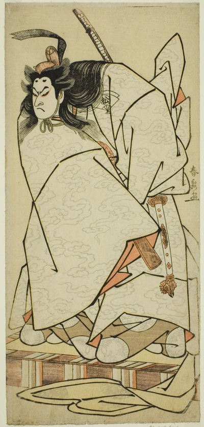 Aktor Onoe Matsusuke I jako Ashikaga Takauji w sztuce Kumoi no Hana Yoshino no Wakamusha, wystawionej w Teatrze Nakamura w jedenastym miesiącu, 1786 autorstwa Katsukawa Shunsen