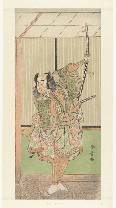 Aktor Ichikawa Yaozo z długim mieczem autorstwa Katsukawa Shunsho