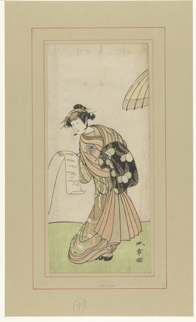 Aktor Yamashita Kinsaku II w roli kurtyzany Agemaki autorstwa Katsukawa Shunsho