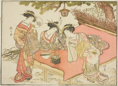 Kurtyzany Yadaya, z książki „Zwierciadło pięknych kobiet z dzielnic przyjemności (Seiro bijin awase sugata kagami),” tom. 1 autorstwa Katsukawa Shunsho
