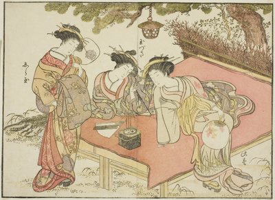 Kurtyzany Yadayi, z książki „Lustro pięknych kobiet z kwater przyjemności (Seiro bijin awase sugata kagami) autorstwa Katsukawa Shunsho