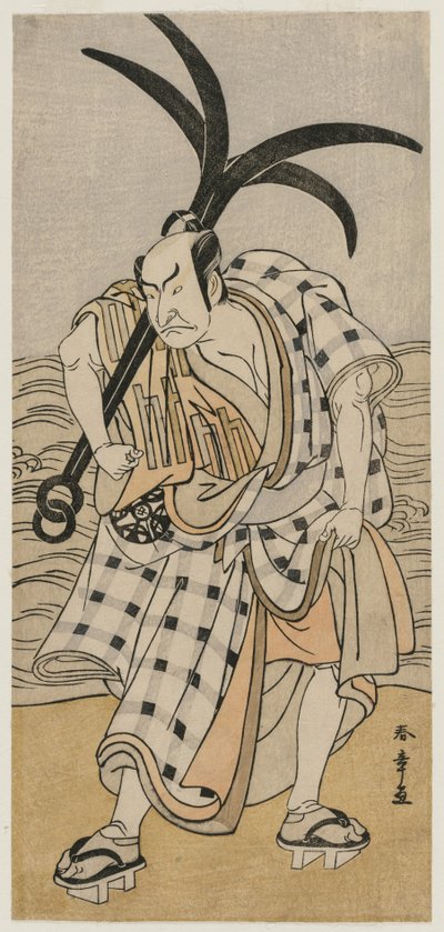 Nakamura Nakazo I jako mieszczanin trzymający kotwicę, ok. godz. 1780. autorstwa Katsukawa Shunsho