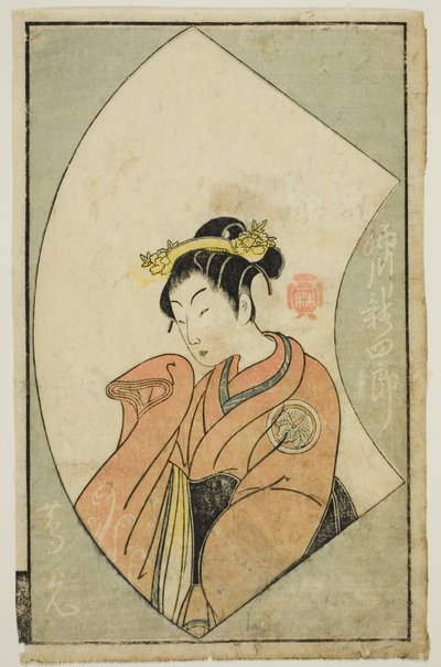 Aktor Anegawa Shinshiro II, z „Księgi obrazkowej fanów sceny (Ehon butai ogi)” autorstwa Katsukawa Shunsho