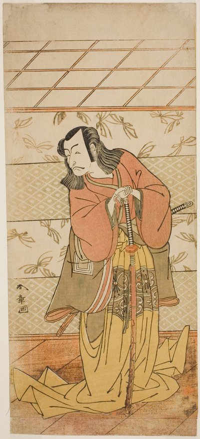 Aktor Ichikawa Danjuro V jako Ashiya Doman w sztuce Kikyo-zome Onna Urakata, wystawionej w Teatrze Morita w siódmym miesiącu 1776 autorstwa Katsukawa Shunsho