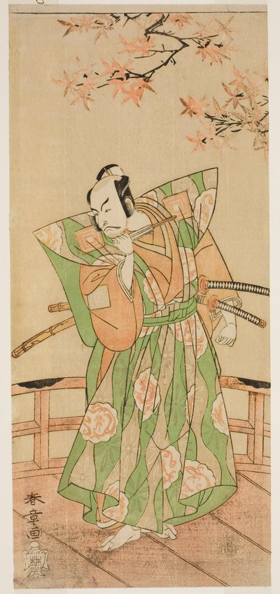The Actor Ichikawa Danjuro V as Momonoi Wakasanosuke Yasuchika (?) in the Play Kanadehon Chushingura (?), Performed at the Nakamura Theater (?) in the Fifth Month, 1771 (?) autorstwa Katsukawa Shunsho