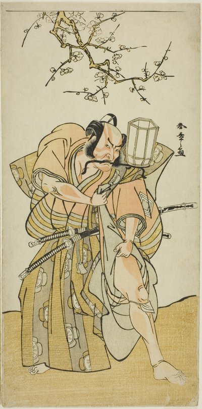 Aktor Ichikawa Danzo IV jako Kamakura no Gongoro Kagemasa, w piątej scenie spektaklu Date Nishiki Tsui no Yumitori (Dandyjski brokat: Przeciwni wojownicy), wystawiony w Teatrze Morita w jedenastym miesiącu, 1778 autorstwa Katsukawa Shunsho